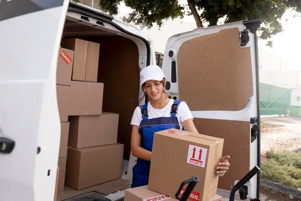 Homem abastecendo caminhão para iniciar a estratégia milk run